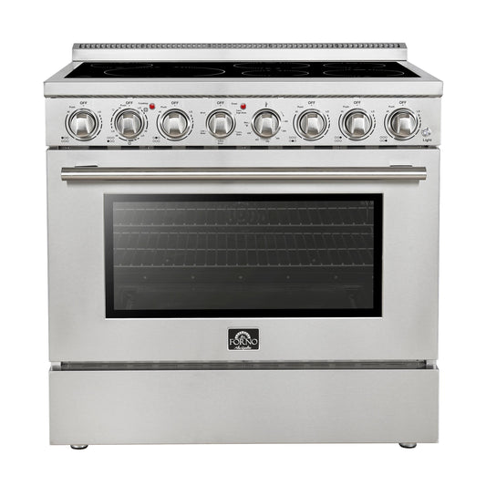 Forno FFSEL601136 Forno Paolo 36 Inch Freestanding Electric Range, Stainless Steel, 5.44 Cu.Ft, True Convection Oven, Energy Efficient