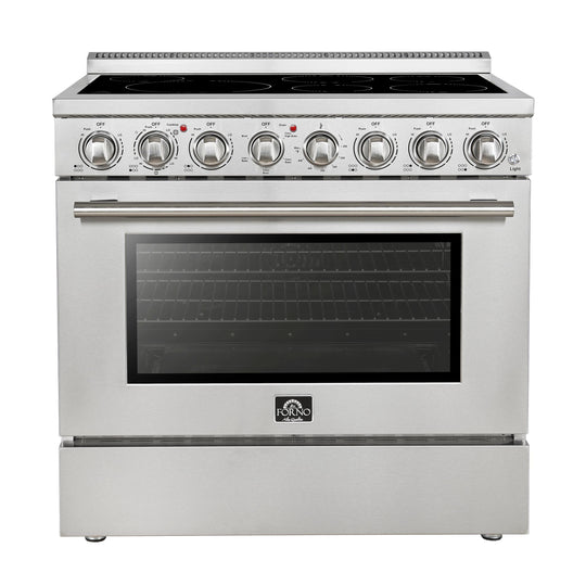 Forno FFSEL601136 Forno Paolo 36 Inch Freestanding Electric Range, Stainless Steel, 5.44 Cu.Ft, True Convection Oven, Energy Efficient