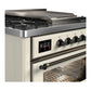 Ilve UM36FNR3AWB Ilve Um36Fnr3Awb Majestic Iii 36 Inch Dual Fuel Range With 6 Black Brass Burners And Griddle, Dual Function Burner Up To 25,000 Btu (Triple Glass Door, Antique White, Burnished, Natural Gas)