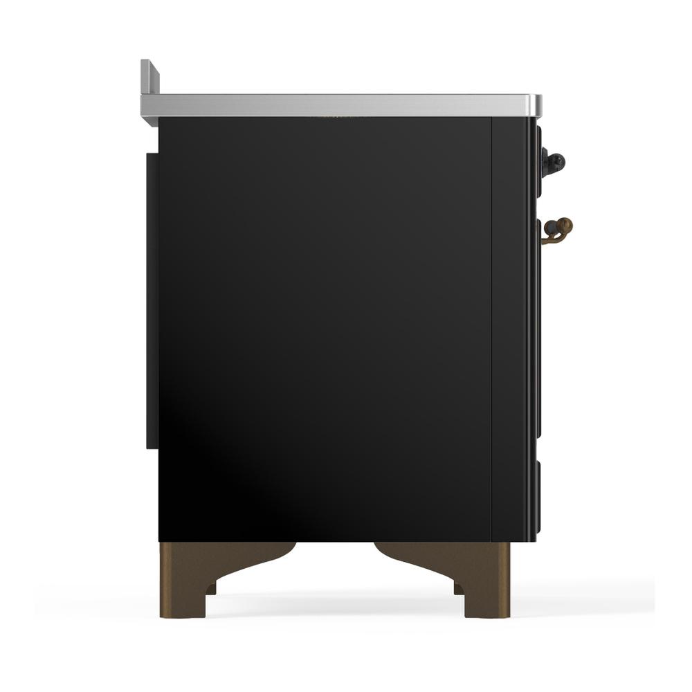 Ilve UMIB48QNR3BKB Ilve Umib48Qnr3Bkb Majestic Iii 48 Inch Induction Range With 6 Elements, 5.02 Cu. Ft. Total Oven Capacity (Solid Door, Glossy Black, Burnished)