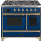 Ilve UMD10FDNS3MBG Majestic Ii 40 Inch Dual Fuel Natural Gas Freestanding Range In Blue With Brass Trim