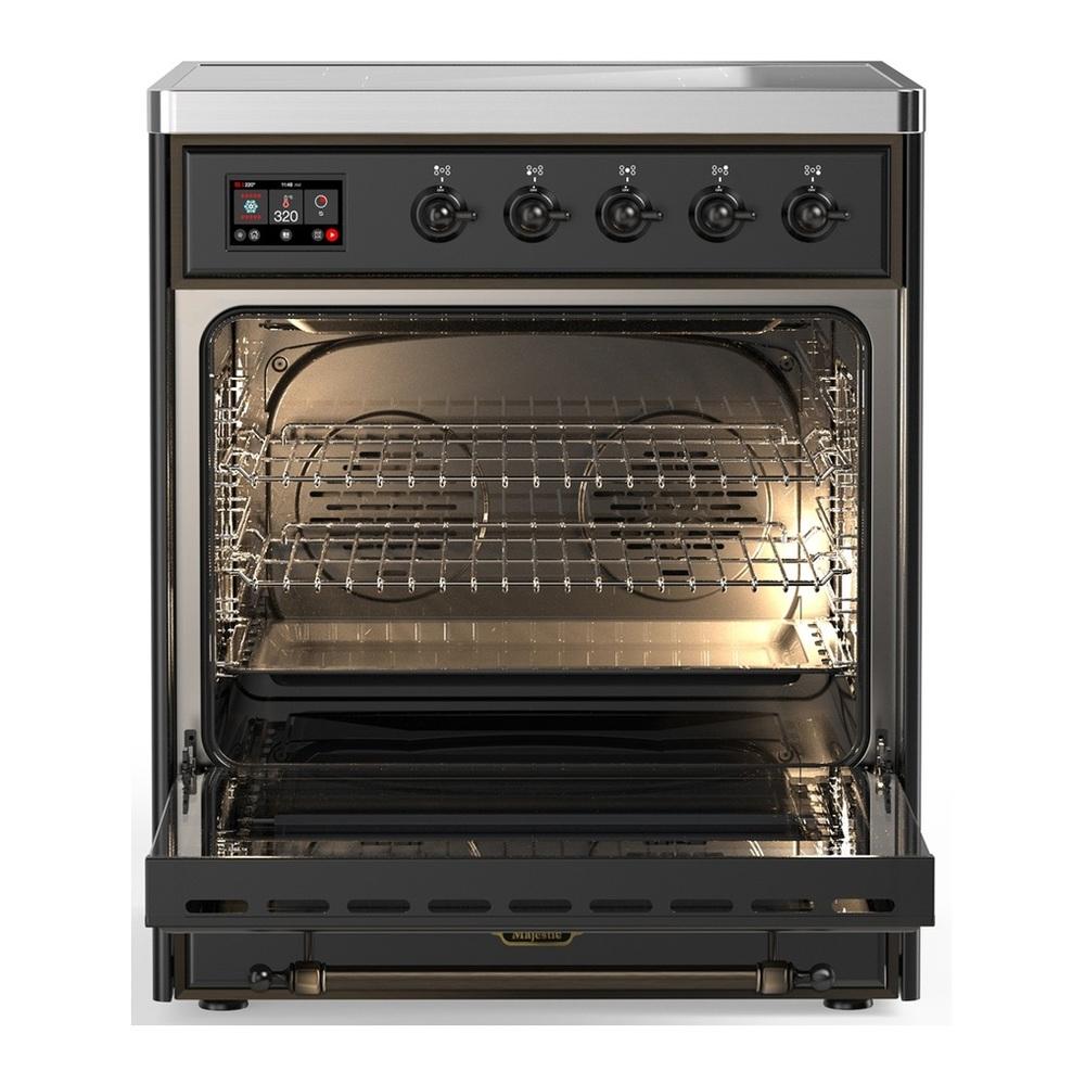 Ilve UMIB30NR3MGB Ilve Umib30Nr3Mgb Majestic Iii 30 Inch Induction Range With 4 Elements, 4 Cu. Ft. Oven Capacity (Triple Glass Door, Graphite Matte, Burnished)