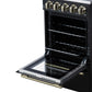 Forno FFSEL605220BLK Forno Pallerano 20 Inch Freestanding Electric Range In Black With Antique Brass, Compact Design
