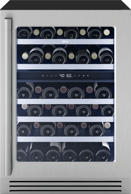 Zephyr PRPW24C02CG Presrv Pro Wine Cooler, 24In Under Cabinet, Ss+Glass, Reverse Door, 2 Zone