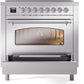 Ilve UPI366NMPSSC Nostalgie Ii 36 Inch Electric Freestanding Range In Stainless Steel With Chrome Trim