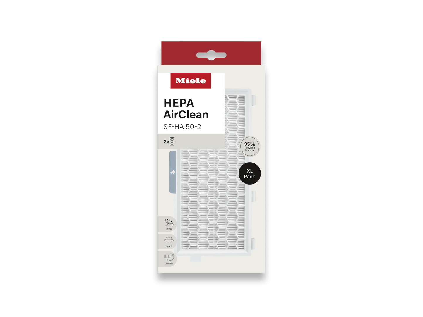 Miele SFHA50212868960 Xl Pack Hepa Airclean Filter - Safely Traps Fine Dust And Allergens.