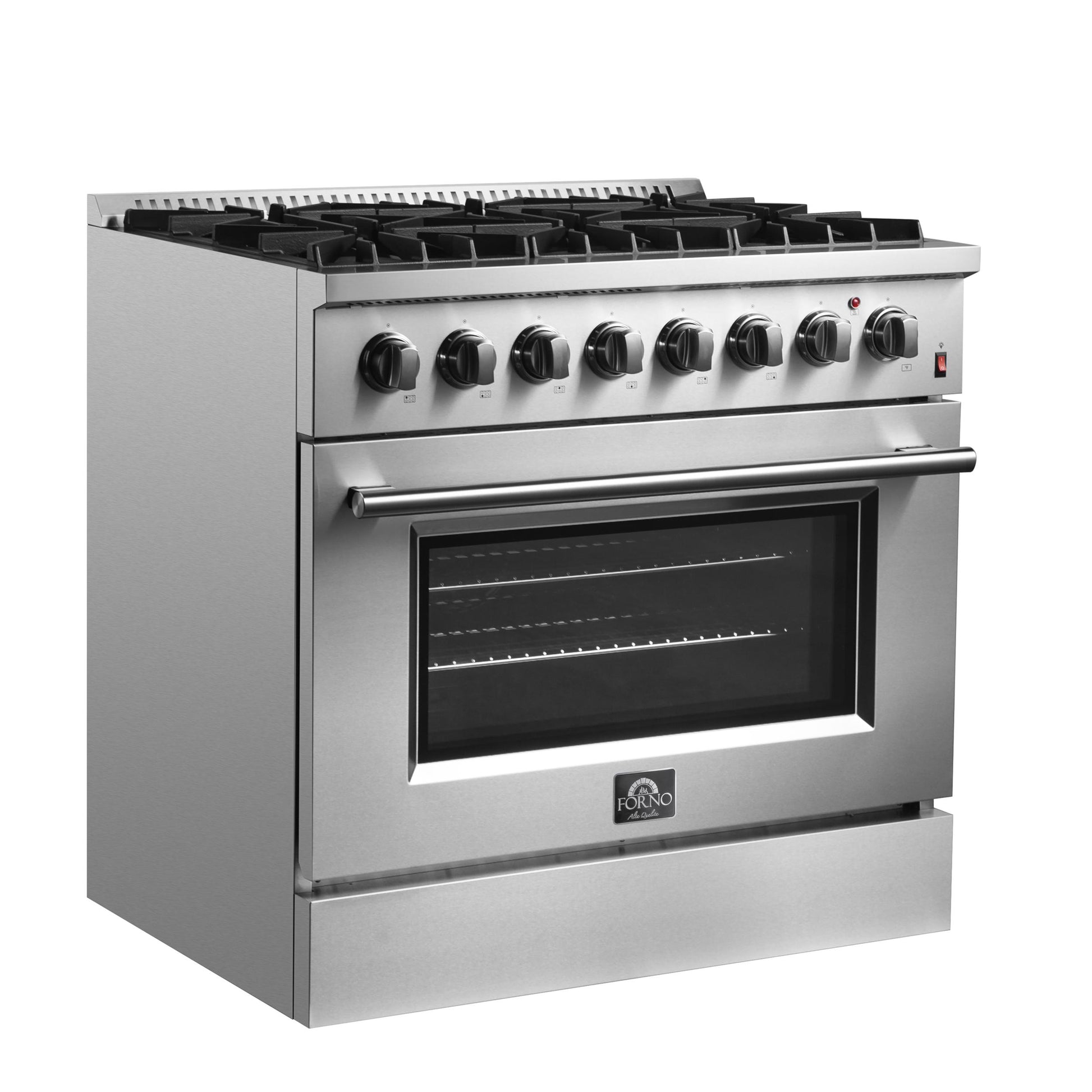 Forno FFSGS619736 Forno Marco 36-Inch Dual Fuel Range, Stainless Steel, 6 Burners, 67,000 Btu, True Convection Oven, Energy Efficient