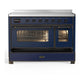 Ilve UMIB48NR3MBB Ilve Umib48Nr3Mbb Majestic Iii 48 Inch Induction Range With 6 Elements, 5.02 Cu. Ft. Total Oven Capacity (Triple Glass Door, Midnight Blue, Burnished)