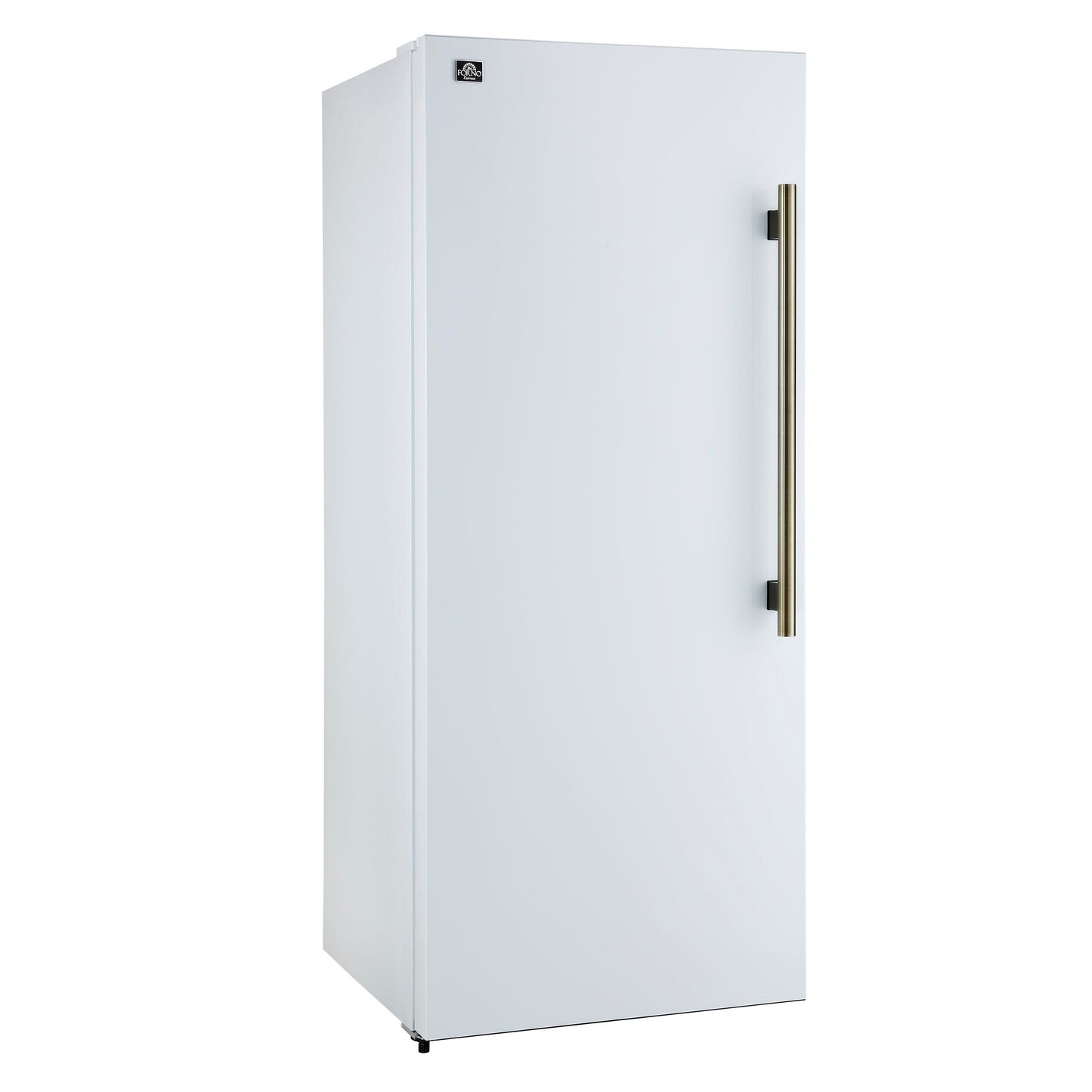 Forno FFFFD172228WHTLS Forno Maderno 28-Inch Convertible Upright Freezer/Refrigerator In White With Antique Brass Handle, 13.6 Cu.Ft., Left Swing