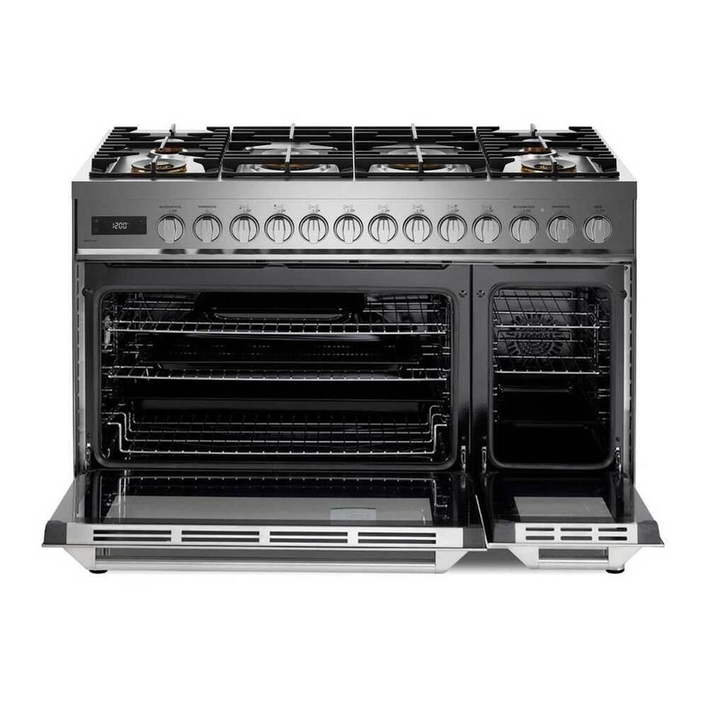 Verona VUFSGE486DSS Verona Vufsge486Dss 48 Inch Ultima Collection Dual Fuel Range With 6 Brass Sealed Burners, 5.8 Cu. Ft. Oven Capacity, Digital Clock In Stainless Steel
