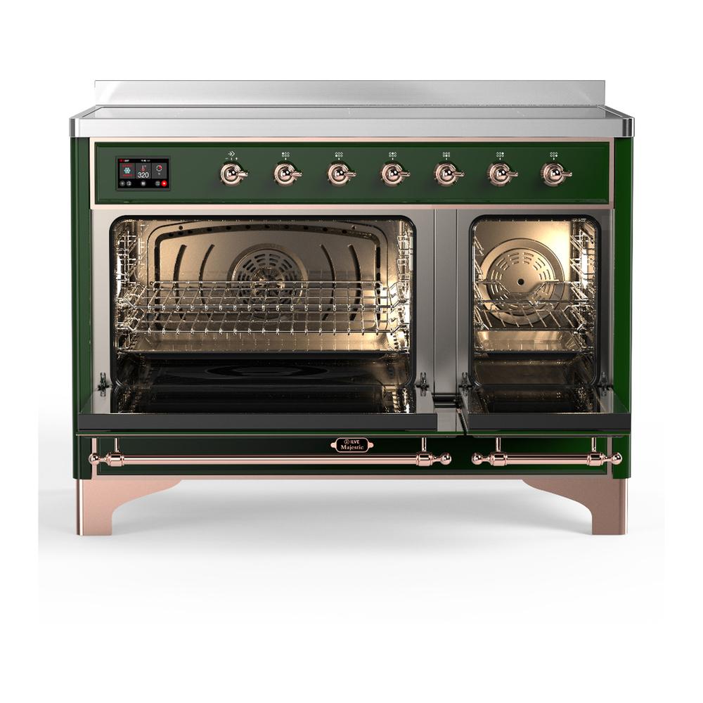 Ilve UMIB48QNR3EGP Ilve Umib48Qnr3Egp Majestic Iii 48 Inch Induction Range With 6 Elements, 5.02 Cu. Ft. Total Oven Capacity (Solid Door, Emerald Green, Copper)
