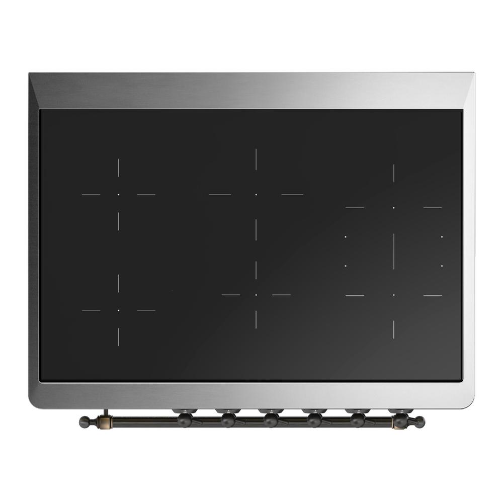 Ilve UMIB36QNR3AWB Ilve Umib36Qnr3Awb Majestic Iii 36 Inch Induction Range With 6 Elements, 3.5 Cu. Ft. Total Oven Capacity (Solid Door, Antique White, Burnished)
