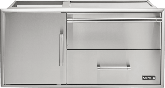 Coyote C3CDWD 42" Access Door With Storage & Warming Drawer Combo