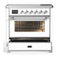 Ilve UMIB36NR3WHC Ilve Umib36Nr3Whc Majestic Iii 36 Inch Induction Range With 6 Elements, 3.5 Cu. Ft. Total Oven Capacity (Triple Glass Door, White, Chrome)