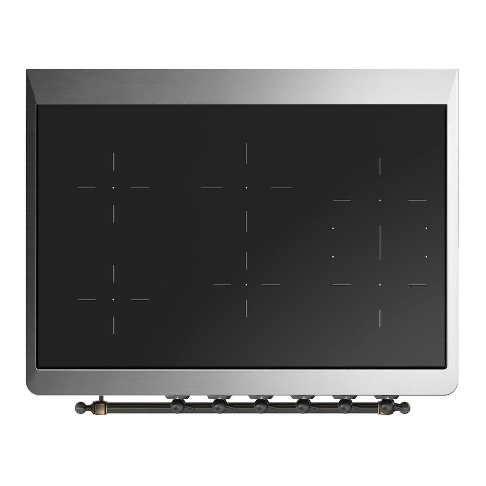 Ilve UMIB36NR3SSB Ilve Umib36Nr3Ssb Majestic Iii 36 Inch Induction Range With 6 Elements, 3.5 Cu. Ft. Total Oven Capacity (Triple Glass Door, Stainless Steel, Burnished)