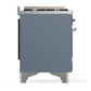 Ilve UM36FQNR3BGC Ilve Um36Fqnr3Bgc Majestic Iii 36 Inch Dual Fuel Range With 6 Black Brass Burners And Griddle, Dual Function Burner Up To 25,000 Btu (Solid Door, Blue Grey, Chrome, Natural Gas)