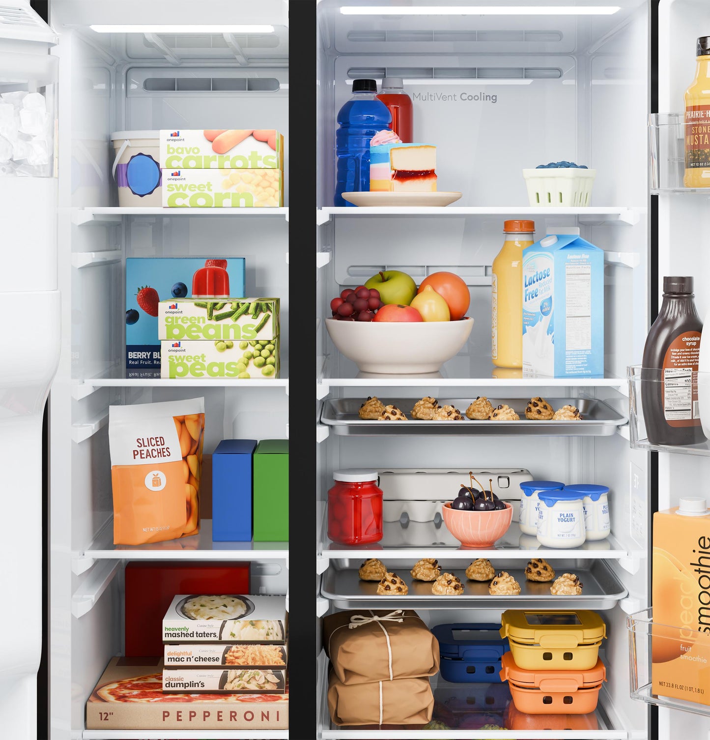 Ge Appliances GZS24NYYFS Ge® 23.6 Cu. Ft. Counter-Depth Side-By-Side Refrigerator With Extra Tall Dispenser And In-Door Icemaker