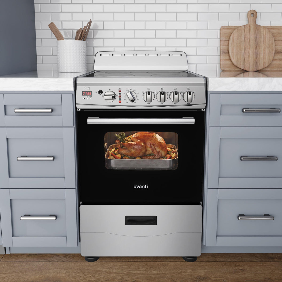 Avanti CERU240P3S Avanti 24-Inch Freestanding Electric Range With Ceramic Glass Cooktop And Digital Timer, In Stainless Steel (Ceru240P3S)
