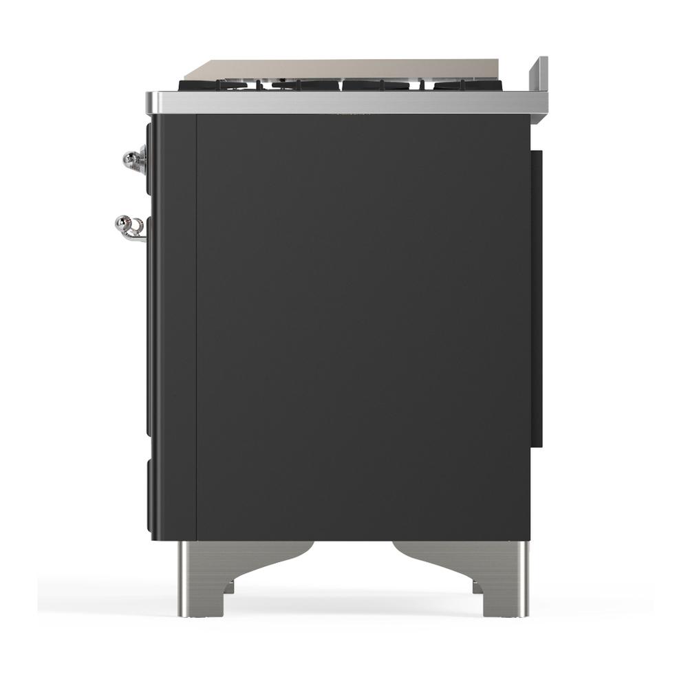 Ilve UM48FQNR3MGC Ilve Um48Fqnr3Mgc Majestic Iii 48 Inch Dual Fuel Range With 8 Burners And Griddle, Dual Function Burner Up To 25,000 Btu (Natural Gas, Solid Door, Graphite Matte, Chrome)