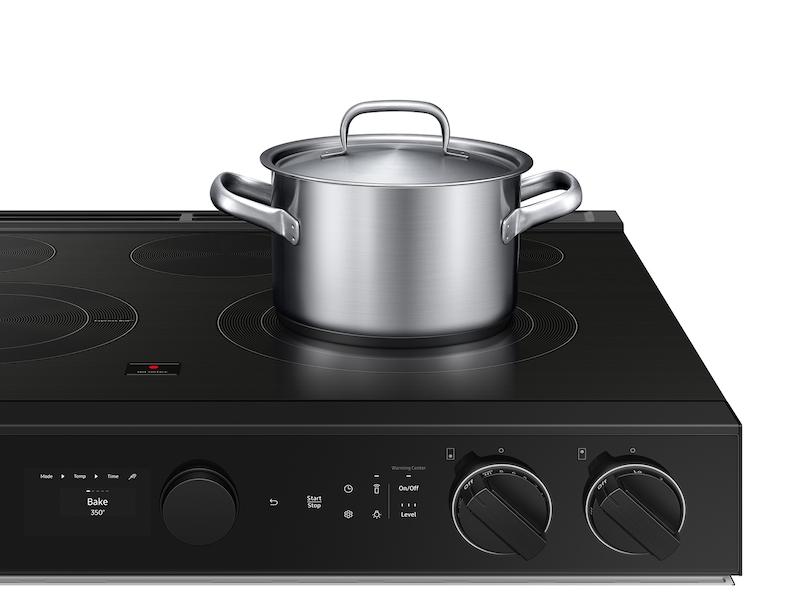 Samsung NSE6DB870012 Bespoke 6.3 Cu. Ft. Smart Slide-In Electric Range With Smart Oven Camera & Illuminated Precision Knobs In White Glass