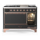 Ilve UM48FQNR3MGP Ilve Um48Fqnr3Mgp Majestic Iii 48 Inch Dual Fuel Range With 8 Burners And Griddle, Dual Function Burner Up To 25,000 Btu (Natural Gas, Solid Door, Graphite Matte, Copper)