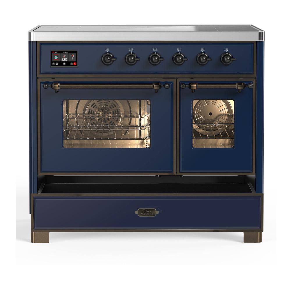 Ilve UMDIB40NR3MBB Ilve Umdib40Nr3Mbb Majestic Iii 40 Inch Induction Range With 6 Elements, 3.82 Cu. Ft. Total Oven Capacity (Triple Glass Door, Midnight Blue, Burnished)