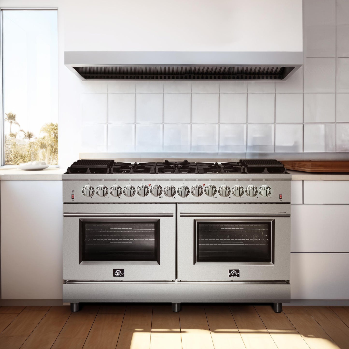 Forno FFSGS612560 Forno Massimo 60-Inch Freestanding Dual Fuel Range, 10 Burners, Double Convection Ovens