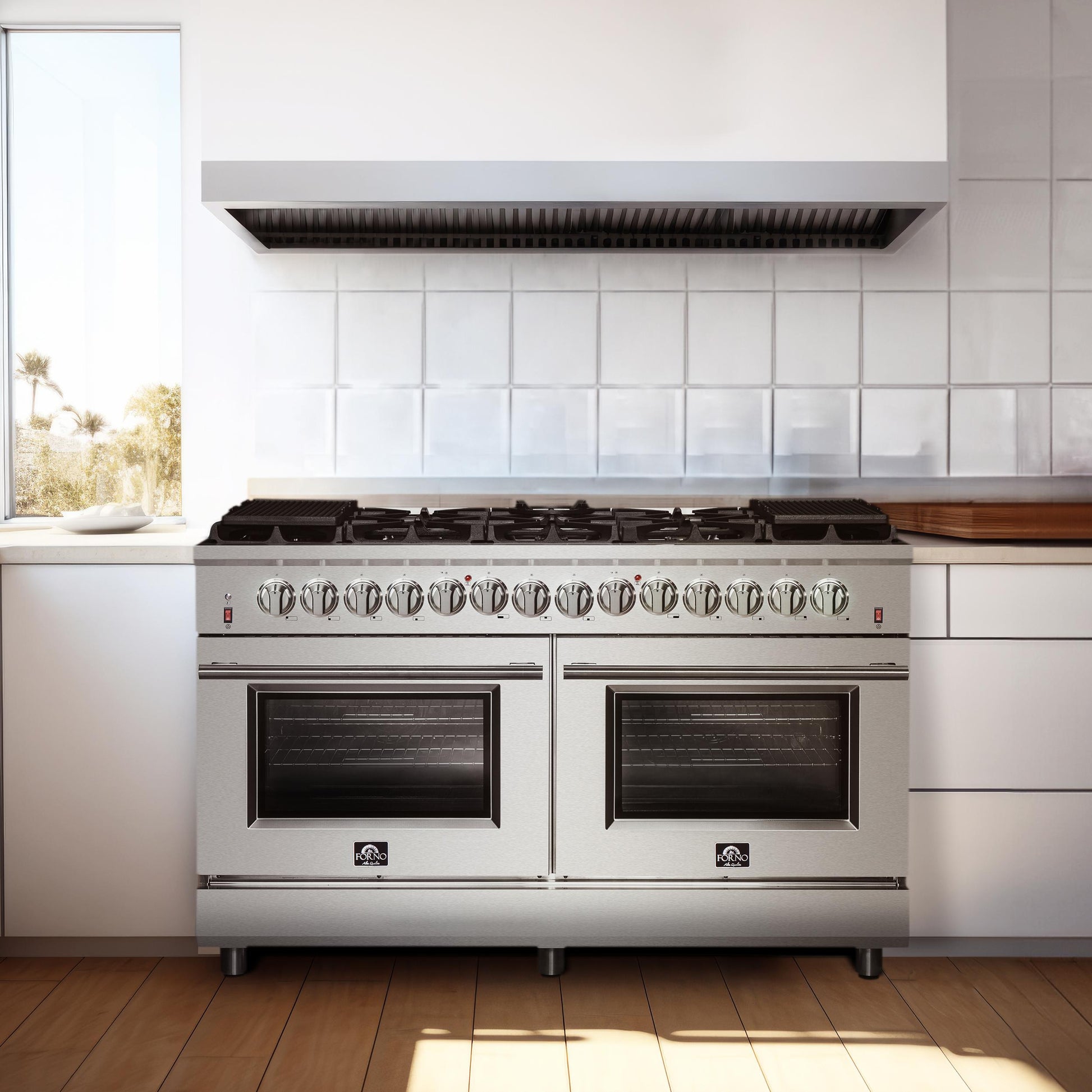 Forno FFSGS612560 Forno Massimo 60-Inch Freestanding Dual Fuel Range, 10 Burners, Double Convection Ovens