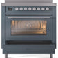 Ilve UPI366WMPBG Professional Plus Ii 36 Inch Electric Freestanding Range In Blue Grey With Trim