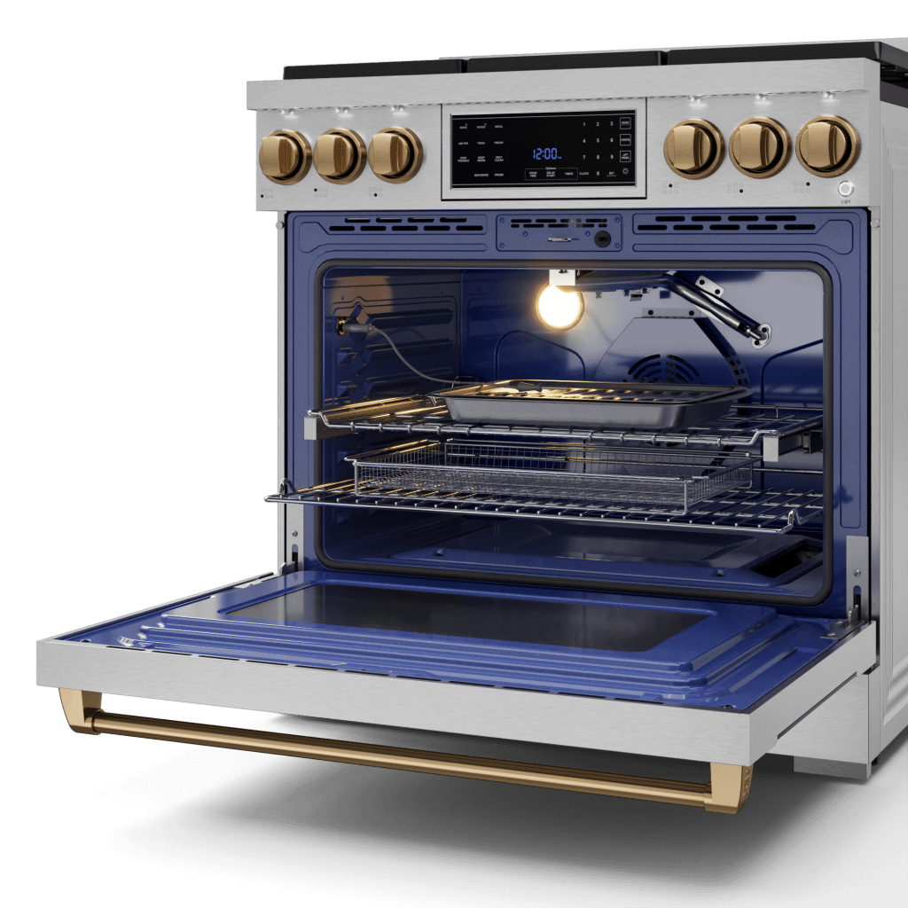 Thor Kitchen RSG36BRZ 36 Inch Professional Gas Range With Tilt Panel Touch Control In Stainless Steel/Bronze Gordon Ramsay Series - Rsg36-Brz