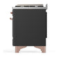 Ilve UM60FQNR3MGP Ilve Um60Fqnr3Mgp Majestic Iii 60 Inch Dual Fuel Range With 9 Burners And Griddle, Dual Function Burner Up To 25,000 Btu (Natural Gas, Solid Door, Graphite Matte, Copper)