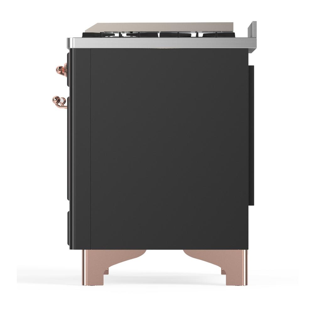 Ilve UM60FQNR3MGP Ilve Um60Fqnr3Mgp Majestic Iii 60 Inch Dual Fuel Range With 9 Burners And Griddle, Dual Function Burner Up To 25,000 Btu (Natural Gas, Solid Door, Graphite Matte, Copper)