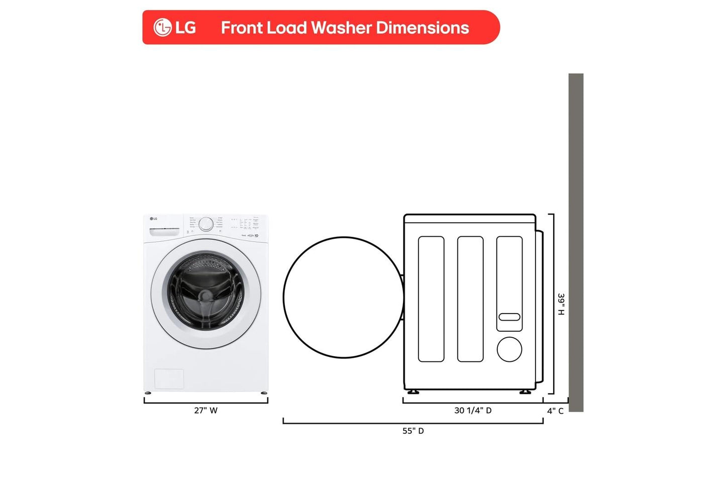 Lg WM3420CW 4.5 Cu. Ft. Ultra Large Capacity Smart Front Load Washer
