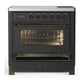 Ilve UMIB36NR3MGB Ilve Umib36Nr3Mgb Majestic Iii 36 Inch Induction Range With 6 Elements, 3.5 Cu. Ft. Total Oven Capacity (Triple Glass Door, Graphite Matte, Burnished)