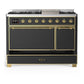 Ilve UM48FQNR3MGG Ilve Um48Fqnr3Mgg Majestic Iii 48 Inch Dual Fuel Range With 8 Burners And Griddle, Dual Function Burner Up To 25,000 Btu (Natural Gas, Solid Door, Graphite Matte, Brass)