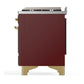 Ilve UM60FSQNR3BUG Ilve Um60Fsqnr3Bug Majestic Iii 60 Inch Dual Fuel Range With 7 Burners, Griddle And French Top, Dual Function Burner With Up To 25,000 Btu (Natural Gas, Solid Door, Burgundy, Brass)