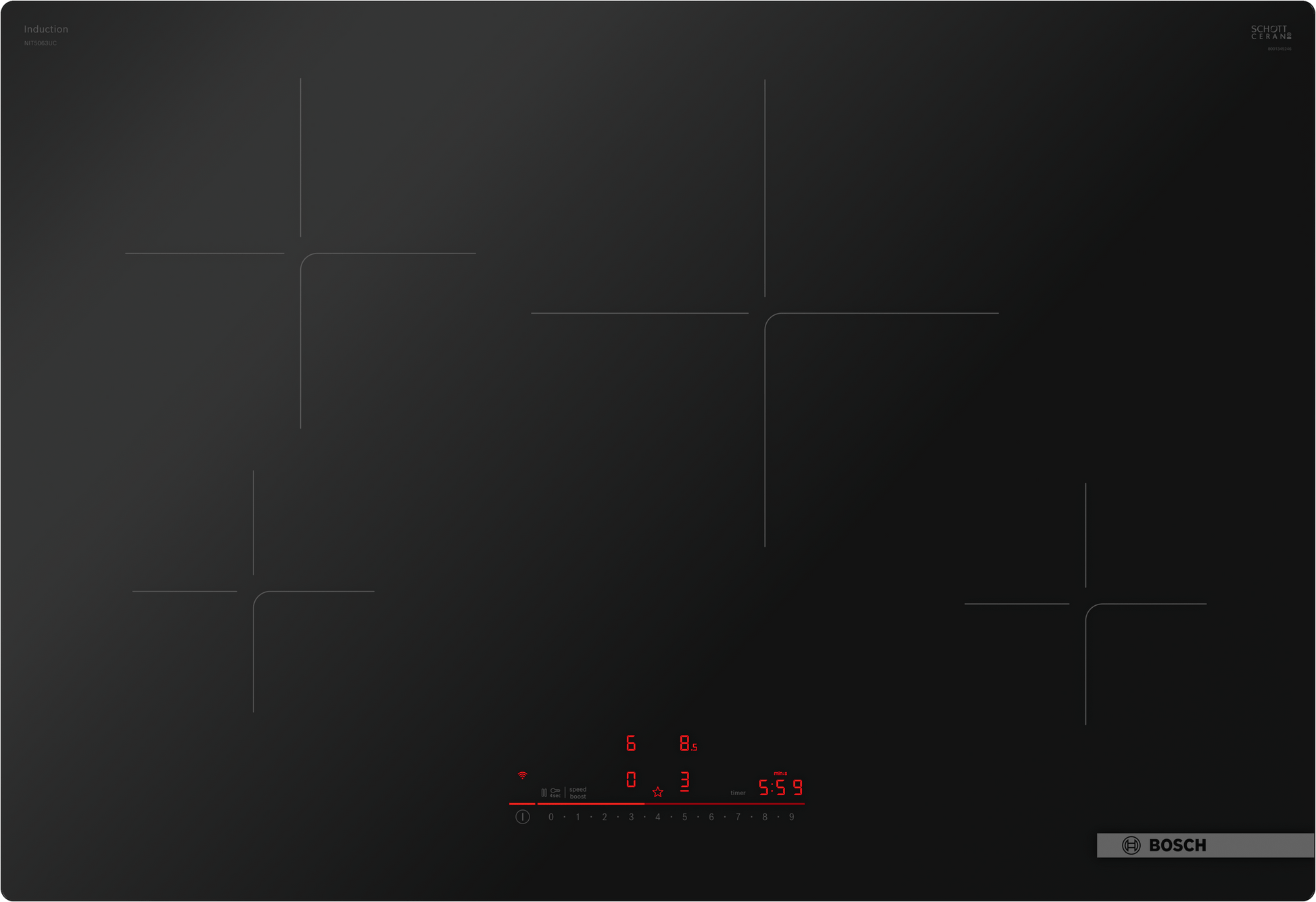 Bosch NIT5063UC 500 Series, Induction Hob, 30'', Surface Mount Without Frame