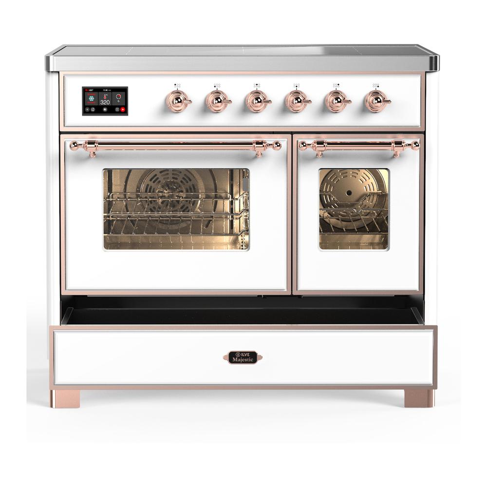 Ilve UMDIB40NR3WHP Ilve Umdib40Nr3Whp Majestic Iii 40 Inch Induction Range With 6 Elements, 3.82 Cu. Ft. Total Oven Capacity (Triple Glass Door, White, Copper)