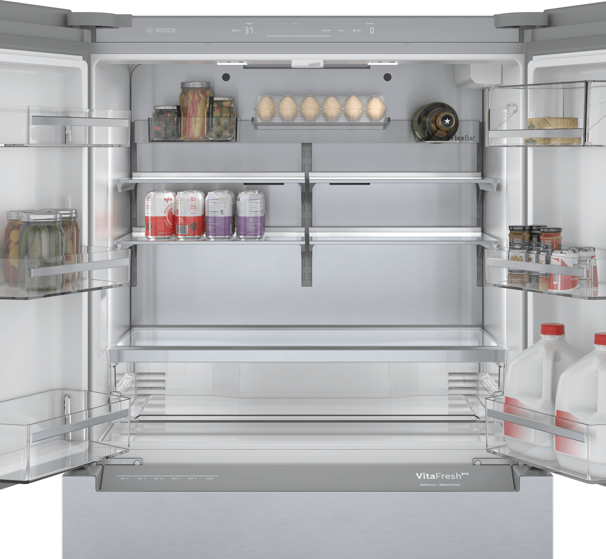 Bosch B36CL84ENS 800 Series, French Door Bottom Freezer, Multi Door, 36'', Brushed Steel (With Anti-Fingerprint)