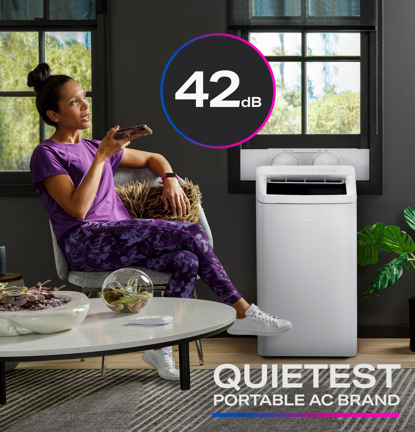 Ge Appliances PPHV10WWF Ge Profile® 10,000 Btu Dual-Hose, Inverter Portable Air Conditioner With Dehumidifier And Remote, White