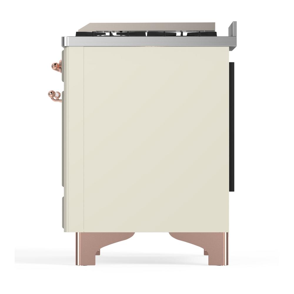Ilve UM36FNR3AWPLP Ilve Um36Fnr3Awplp Majestic Iii 36 Inch Dual Fuel Range With 6 Black Brass Burners And Griddle, Dual Function Burner Up To 25,000 Btu (Triple Glass Door, Antique White, Copper, Liquid Propane)