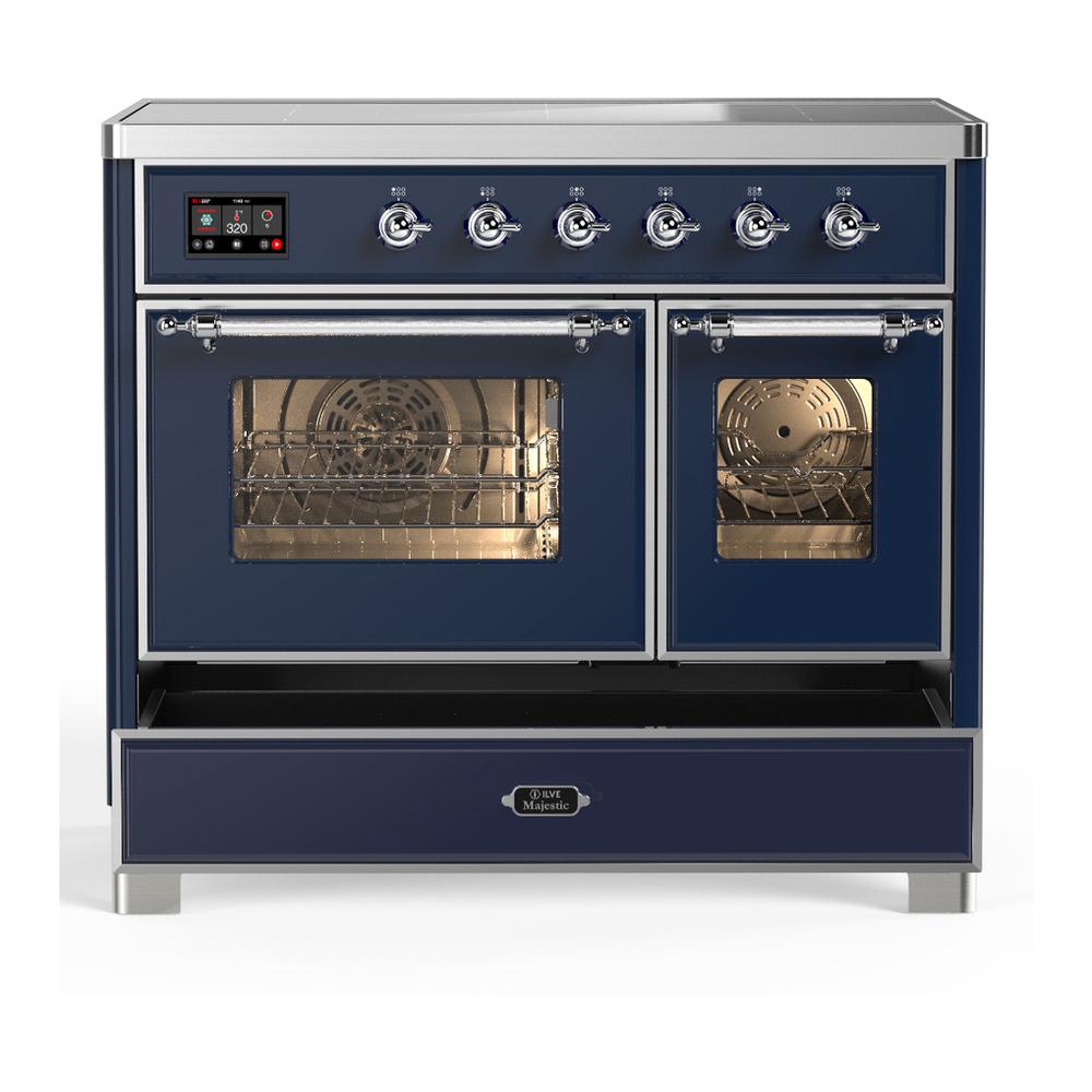 Ilve UMDIB40NR3MBC Ilve Umdib40Nr3Mbc Majestic Iii 40 Inch Induction Range With 6 Elements, 3.82 Cu. Ft. Total Oven Capacity (Triple Glass Door, Midnight Blue, Chrome)