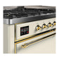 Ilve UM60FQNR3AWGLP Ilve Um60Fqnr3Awglp Majestic Iii 60 Inch Dual Fuel Range With 9 Burners And Griddle, Dual Function Burner Up To 25,000 Btu (Liquid Propane, Solid Door, Antique White, Brass)