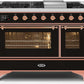 Ilve UM12FDNS3BKP Majestic Ii 48 Inch Dual Fuel Natural Gas Freestanding Range In Glossy Black With Copper Trim