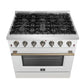 Forno FFSGS624436WHT Forno Galiano 36-Inch Freestanding Gas Range In White With Antique Brass Design, 6 Burners, 83,000 Btu, 5.36 Cu.Ft. Convection Oven