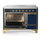 Ilve UMIB48QNR3MBG Ilve Umib48Qnr3Mbg Majestic Iii 48 Inch Induction Range With 6 Elements, 5.02 Cu. Ft. Total Oven Capacity (Solid Door, Midnight Blue, Brass)