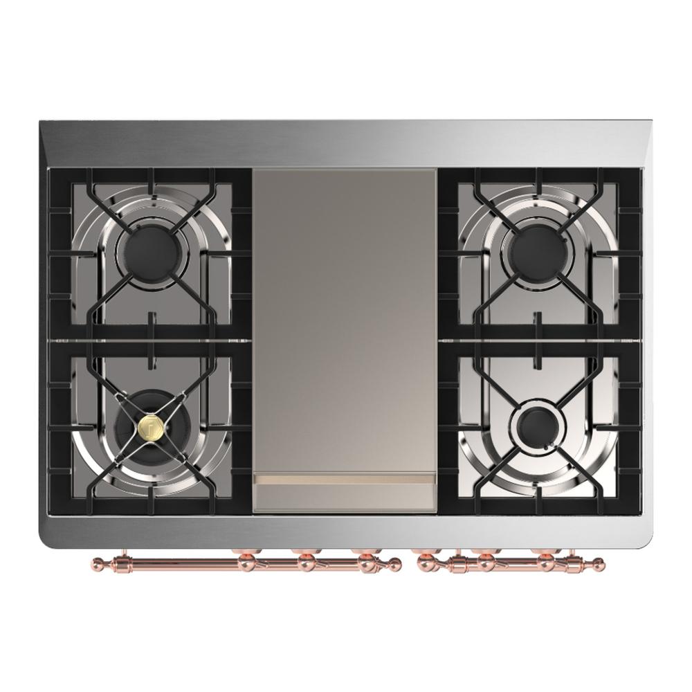 Ilve UMD40FNR3EGP Ilve Umd40Fnr3Egp Majestic Iii 40 Inch Dual Fuel Range With 6 Burners And Griddle, Dual Function Burner Up To 25,000 Btu (Natural Gas, Triple Glass Door, Emerald Green, Copper)