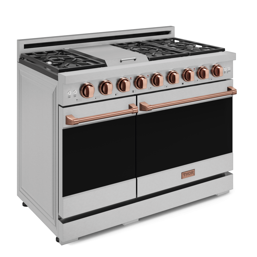 Thor Kitchen RSG48ELPRSG 48 Inch Professional Lp Range With Pro-Style Knobs In Stainless Steel/Rose Gold Gordon Ramsay Series - Rsg48Elp-Rsg