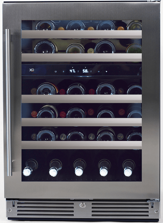 Xo Appliance XOU24WDZGSX 24" Wine Cooler, Dual Zone Stainless Steel Glass, Field Reversible Hinge