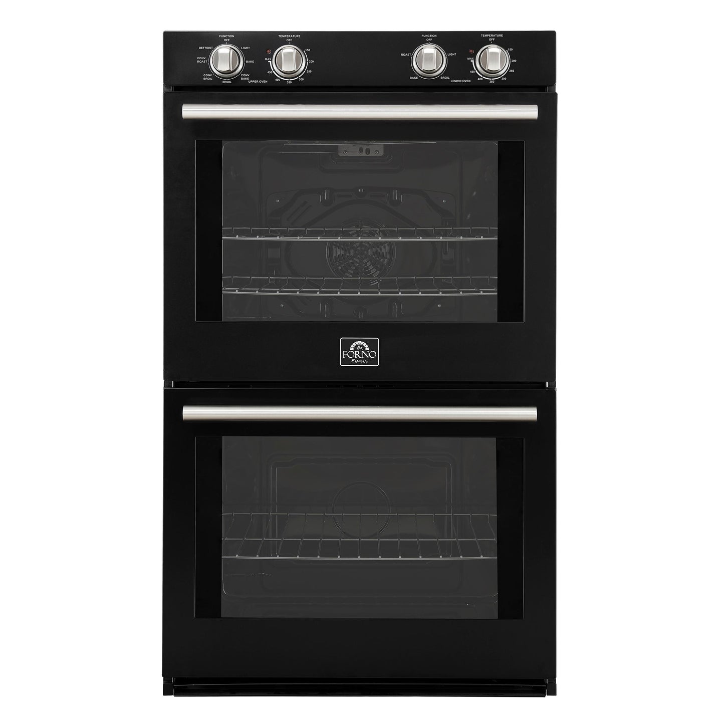Forno FBOEL132430BLK Forno Vomero 30-Inch Double Wall Oven, Black, 10 Cu.Ft Total Capacity, 7100W Convection, Mechanical Controls, Manuel Steam Clean